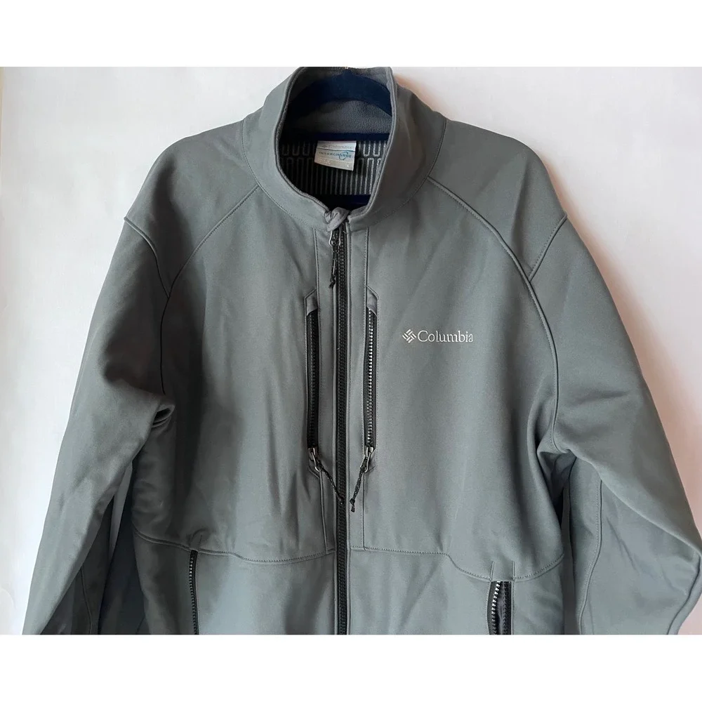 Columbia‎ Mens Interchange Jacket Full Zip Thermal Coil Softshell Gray